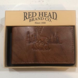 New in Box Genuine Leather Red Head Brand Co by Cabela’s mens brown wallet